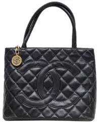 Black caviar leather tote.