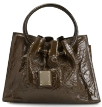 brown leather bag.