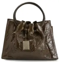 brown leather bag.
